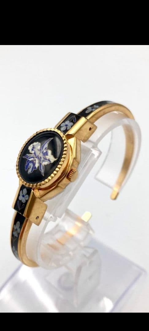 アンドレムッシュ　 クォーツ腕時計 花柄バングルウォッチ　 スイス製