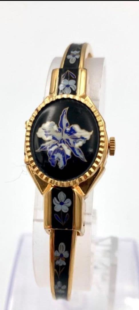 アンドレムッシュ　 クォーツ腕時計 花柄バングルウォッチ　 スイス製