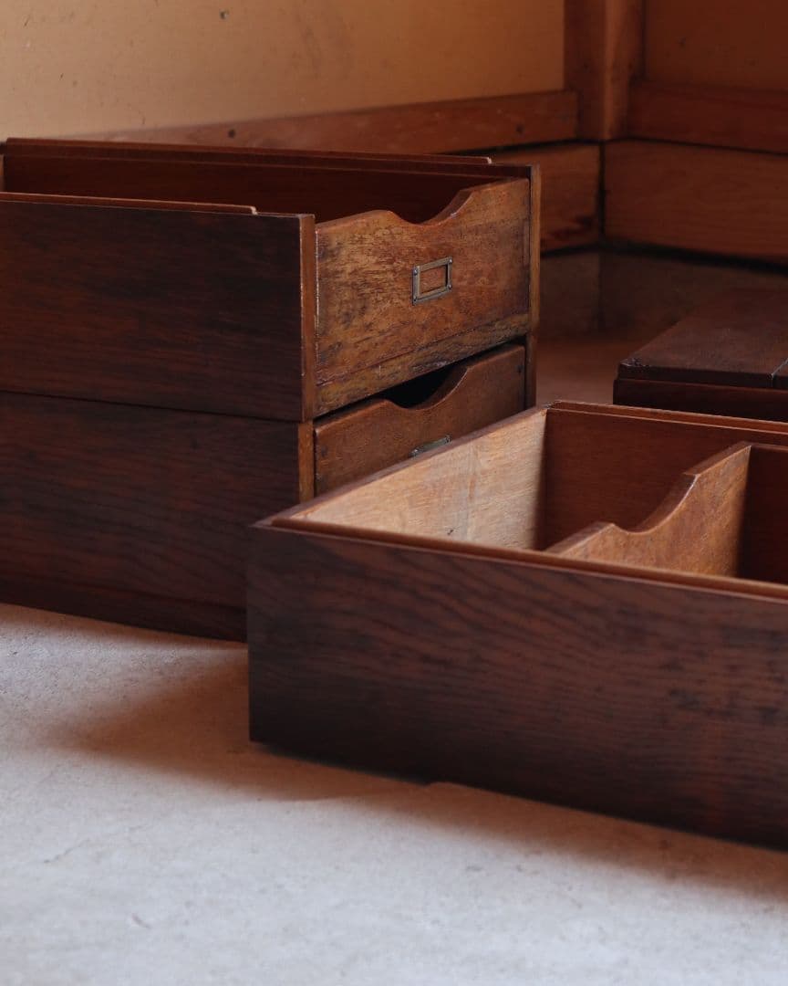 A4収納・セパレート可能な楢(ナラ)の4杯小引き出し