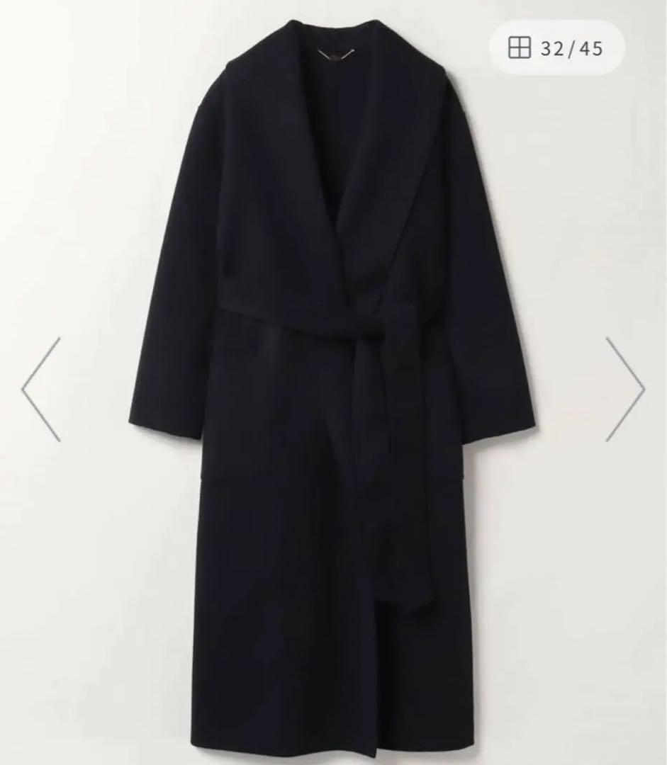 アルアバイル　カシミヤ混リバーショールカラーコート 2ネイビー