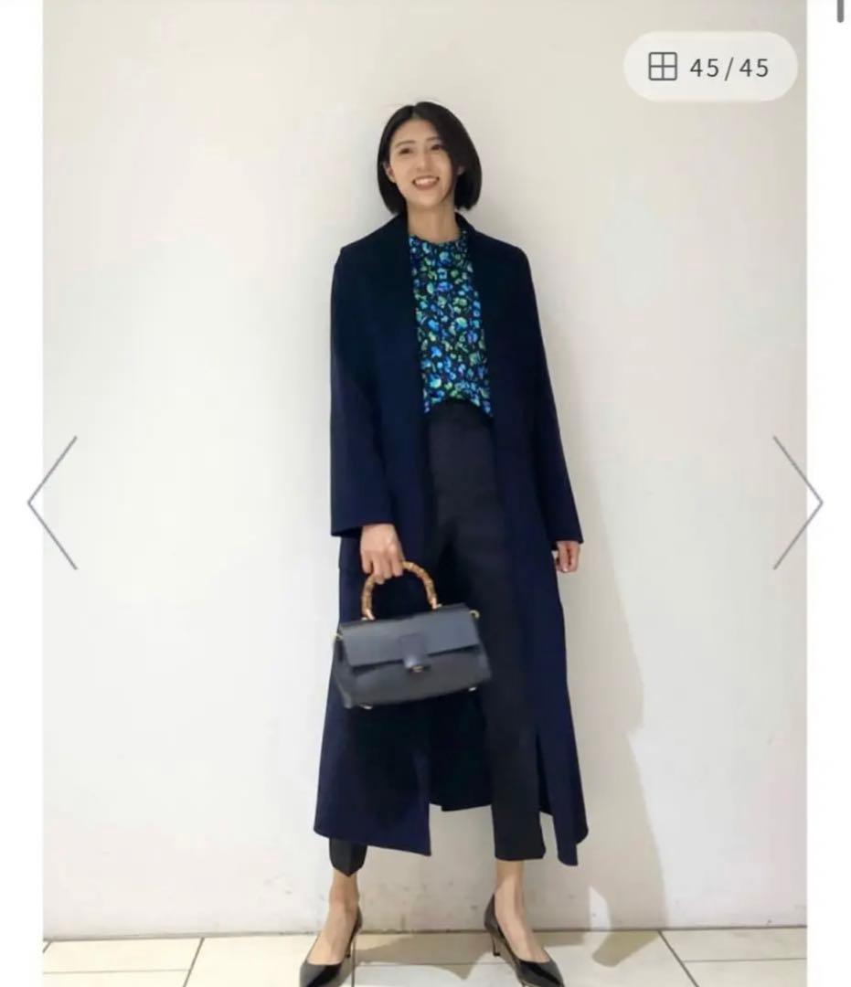 アルアバイル　カシミヤ混リバーショールカラーコート 2ネイビー