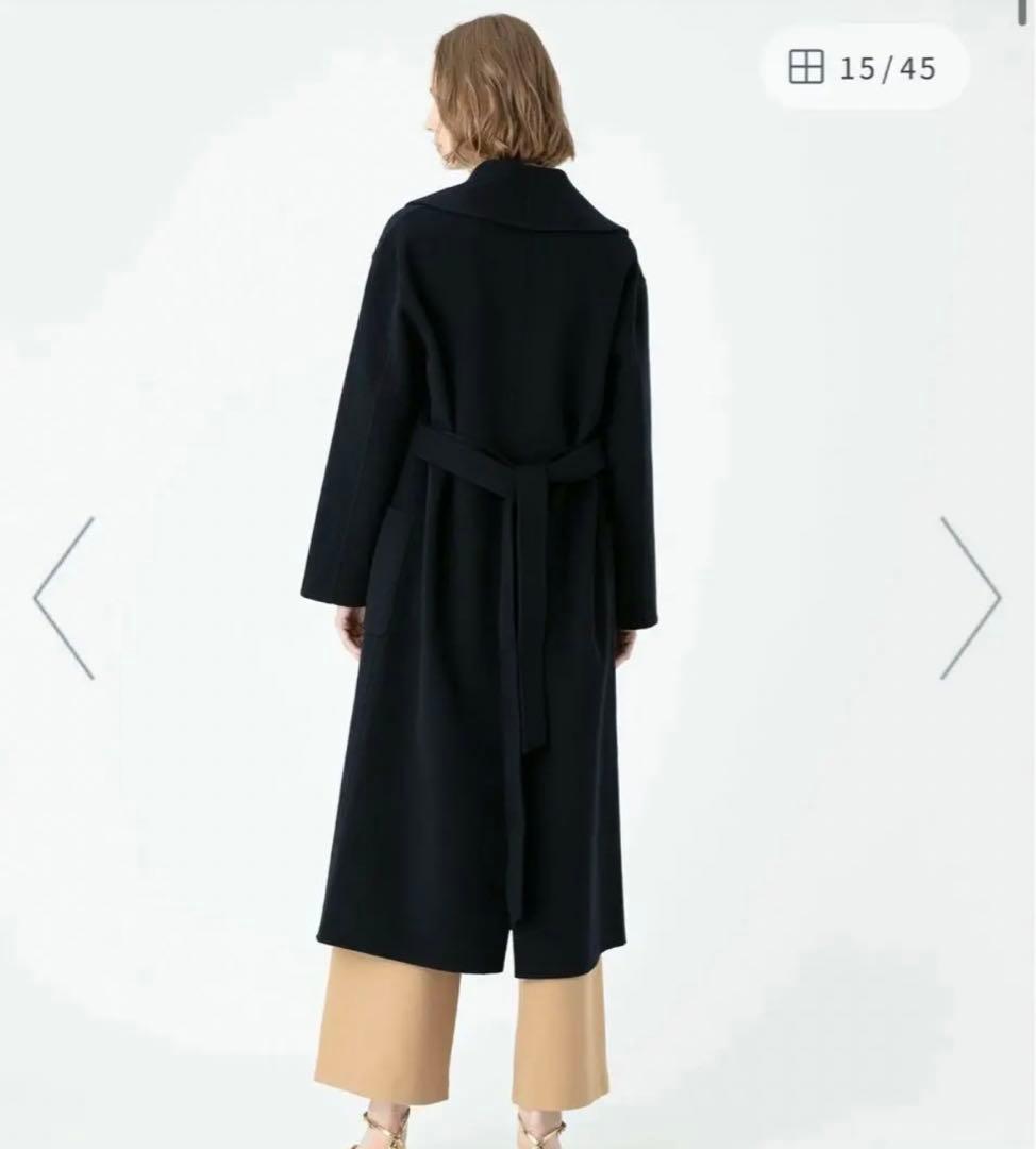 アルアバイル　カシミヤ混リバーショールカラーコート 2ネイビー