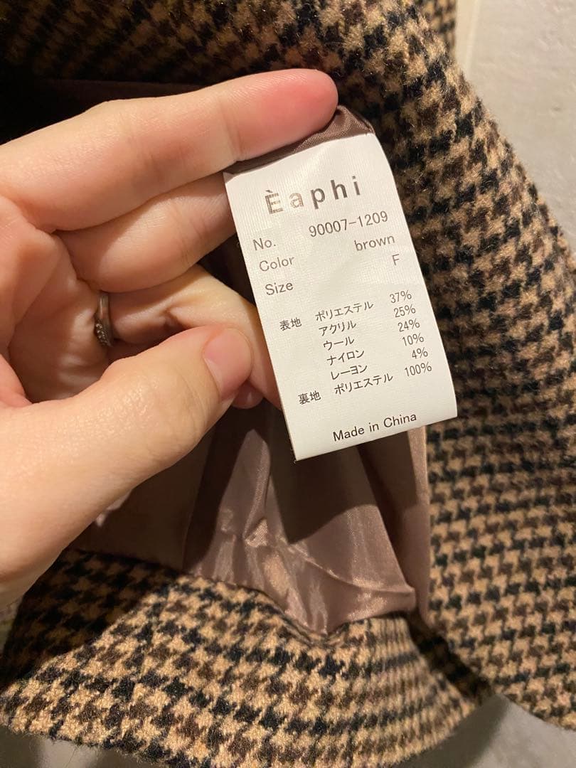 ジャケット・アウター eaphi WOOL LIKE CHECK JACKET