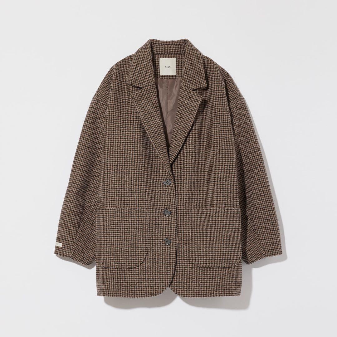 ジャケット・アウター eaphi WOOL LIKE CHECK JACKET