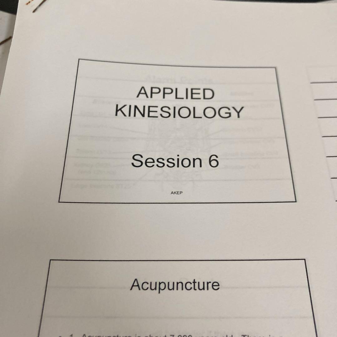 Applied Kinesiology Session 1〜8セミナーノート英語