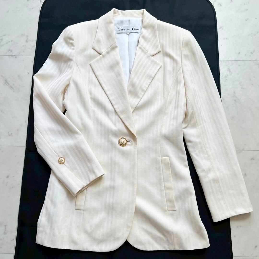 Christian Dior CDロゴボタン テーラードジャケット ストライプ