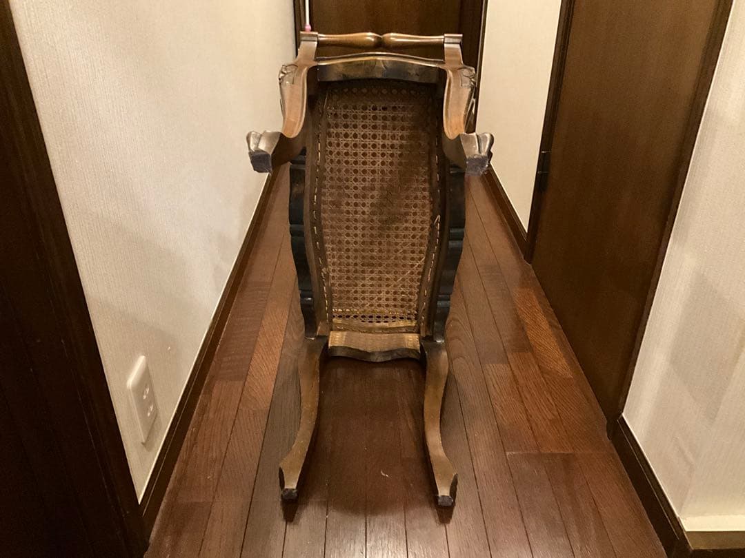 アンティーク ハンドル付き 猫足 籐網座面 スツール