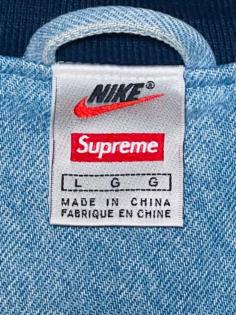 『希少』supreme ナイキ　NBA トリプルコラボ　スタジャン　デニム素材