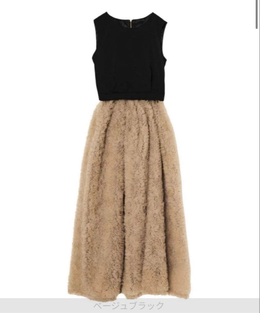 ANDRESD mocomoco set up dress　ベージュブラック