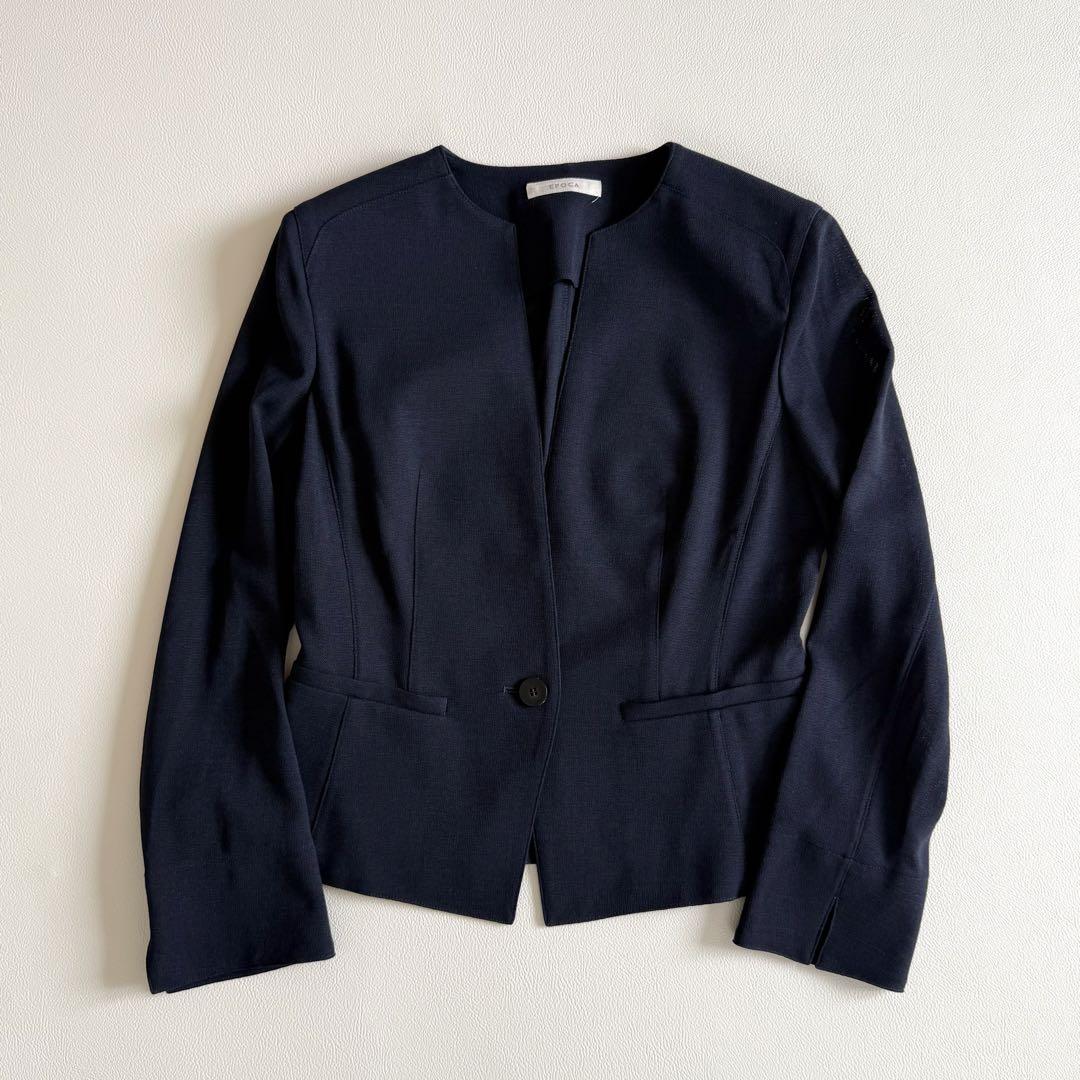 新品　エポカ　夏用　スーツ　ジョーゼット　ネイビー　38 ジャケット
