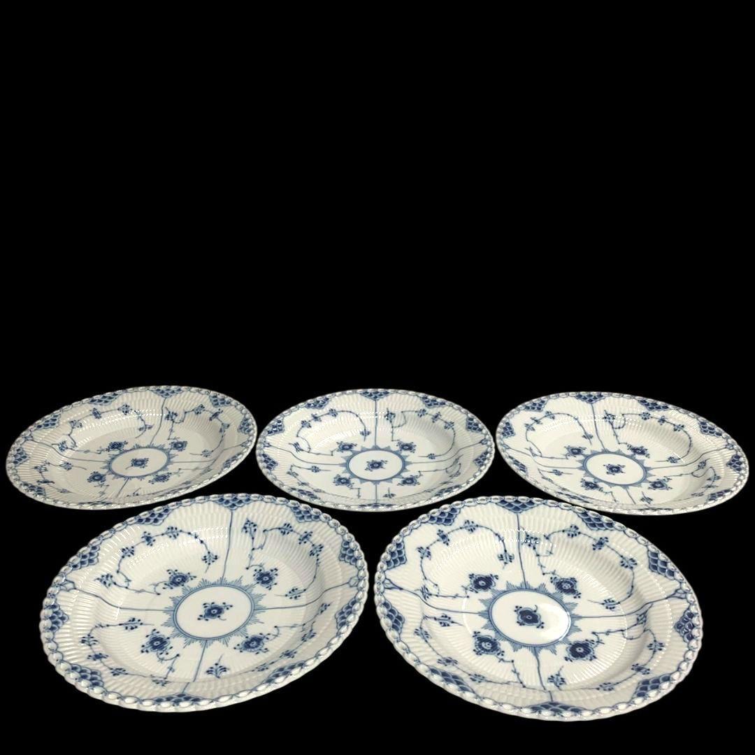 ロイヤルコペンハーゲン ブルーフルーテッド フルレース プレート 5枚セット