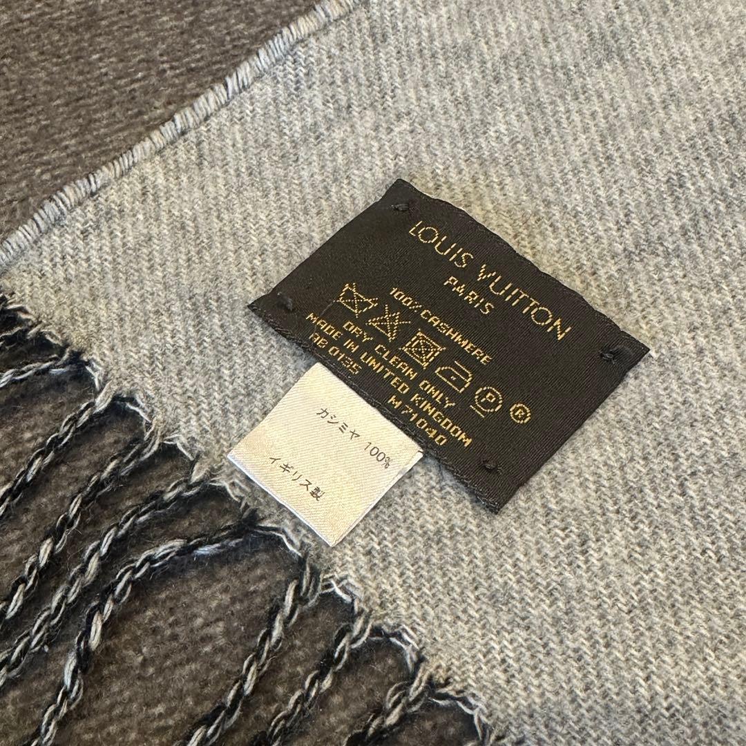 LOUIS VUITTON カシミヤマフラー ブラック/グレー