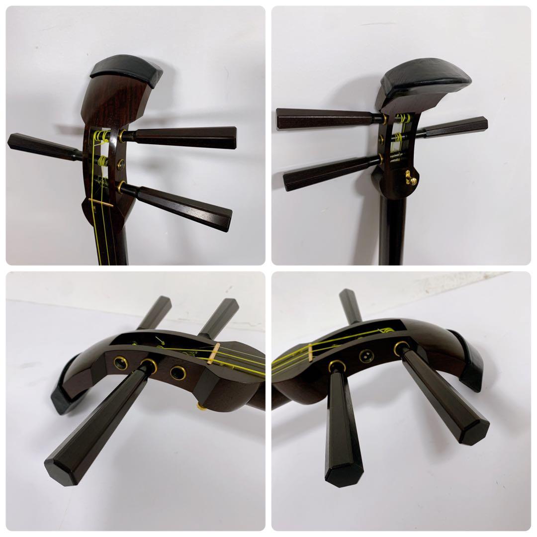 【送料込】高級 三味線 中棹 紅木 津軽張り 東触り 丸打ち胴 ケース付き