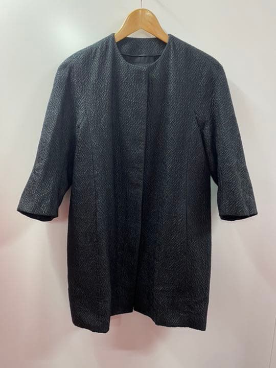 Drawer シルク混 七分袖ノーカラーコート