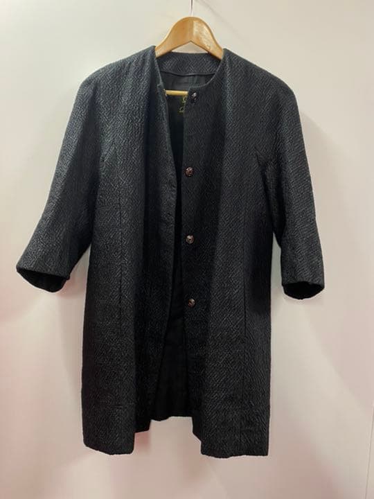 Drawer シルク混 七分袖ノーカラーコート