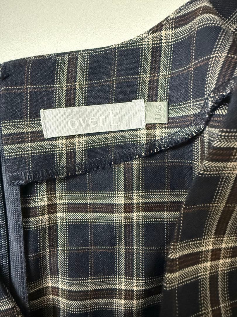 overE ポリニージャンパースカート ネイビーチェック U65サイズ
