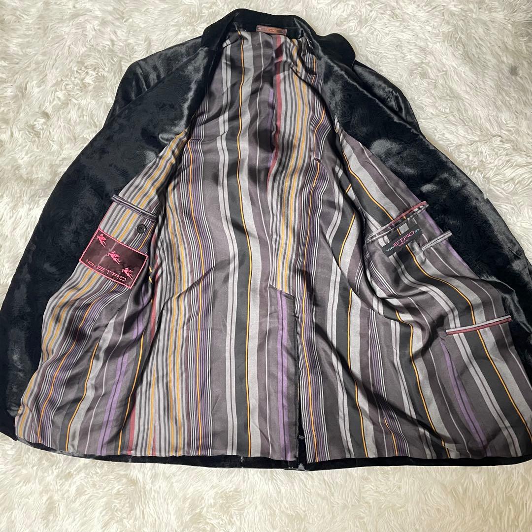 未使用級/XL エトロ スーツ　セットアップ　ペイズリー ベロア　宝石ボタン