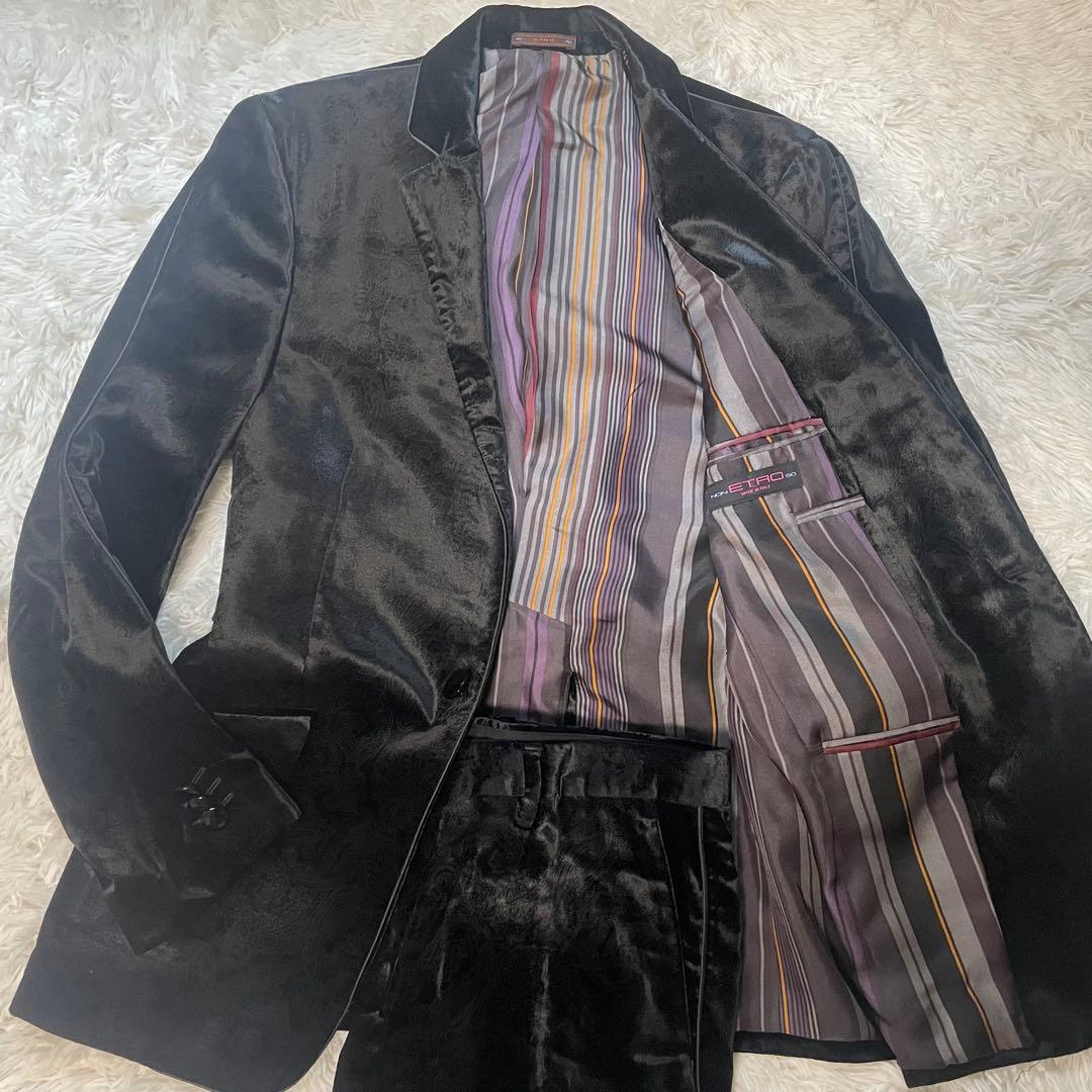 未使用級/XL エトロ スーツ　セットアップ　ペイズリー ベロア　宝石ボタン