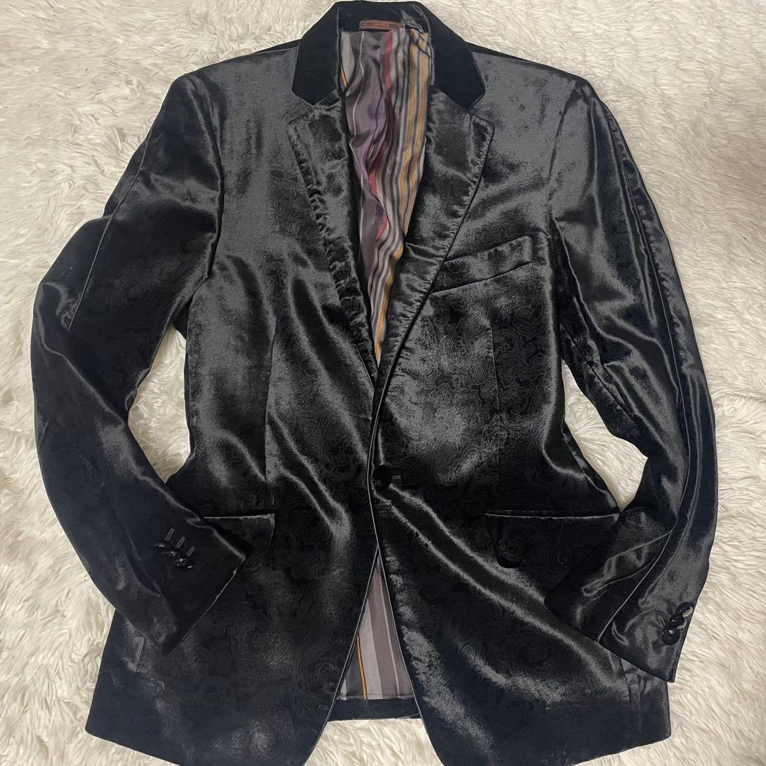 未使用級/XL エトロ スーツ　セットアップ　ペイズリー ベロア　宝石ボタン