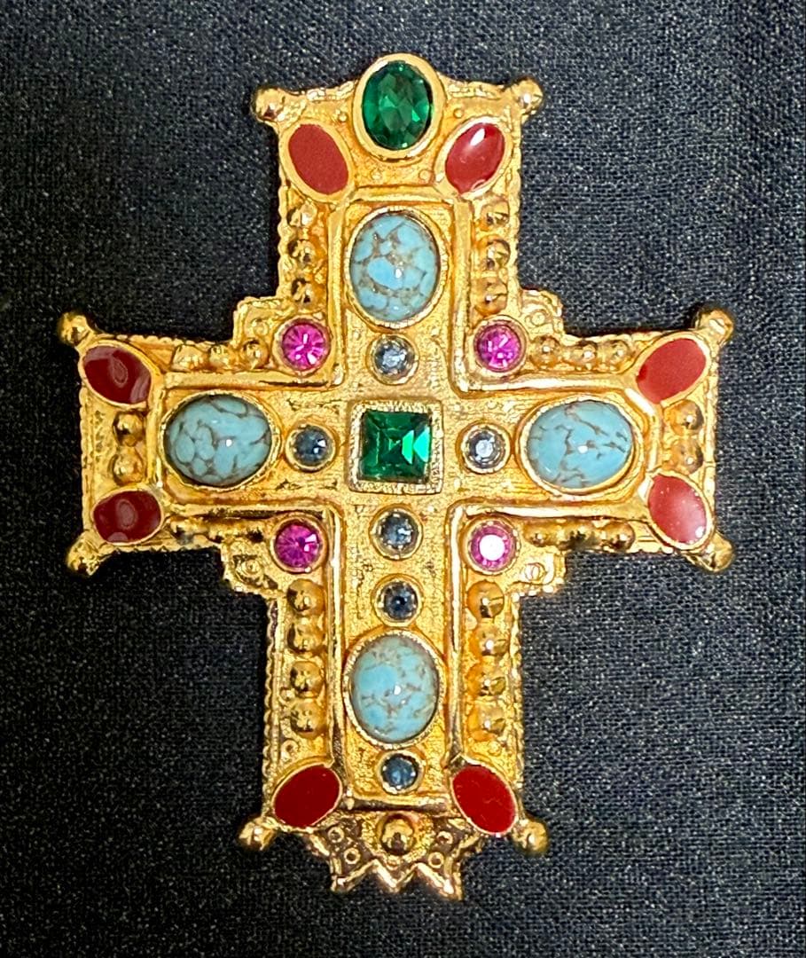 レア 豪華 大型ストーン ブローチ&ネックレストップ可♪ クリスチャン　ラクロワ