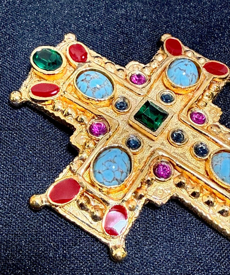 レア 豪華 大型ストーン ブローチ&ネックレストップ可♪ クリスチャン　ラクロワ