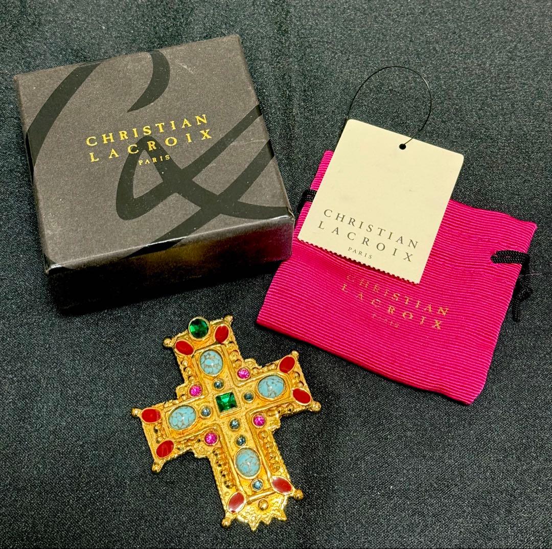 レア 豪華 大型ストーン ブローチ&ネックレストップ可♪ クリスチャン　ラクロワ