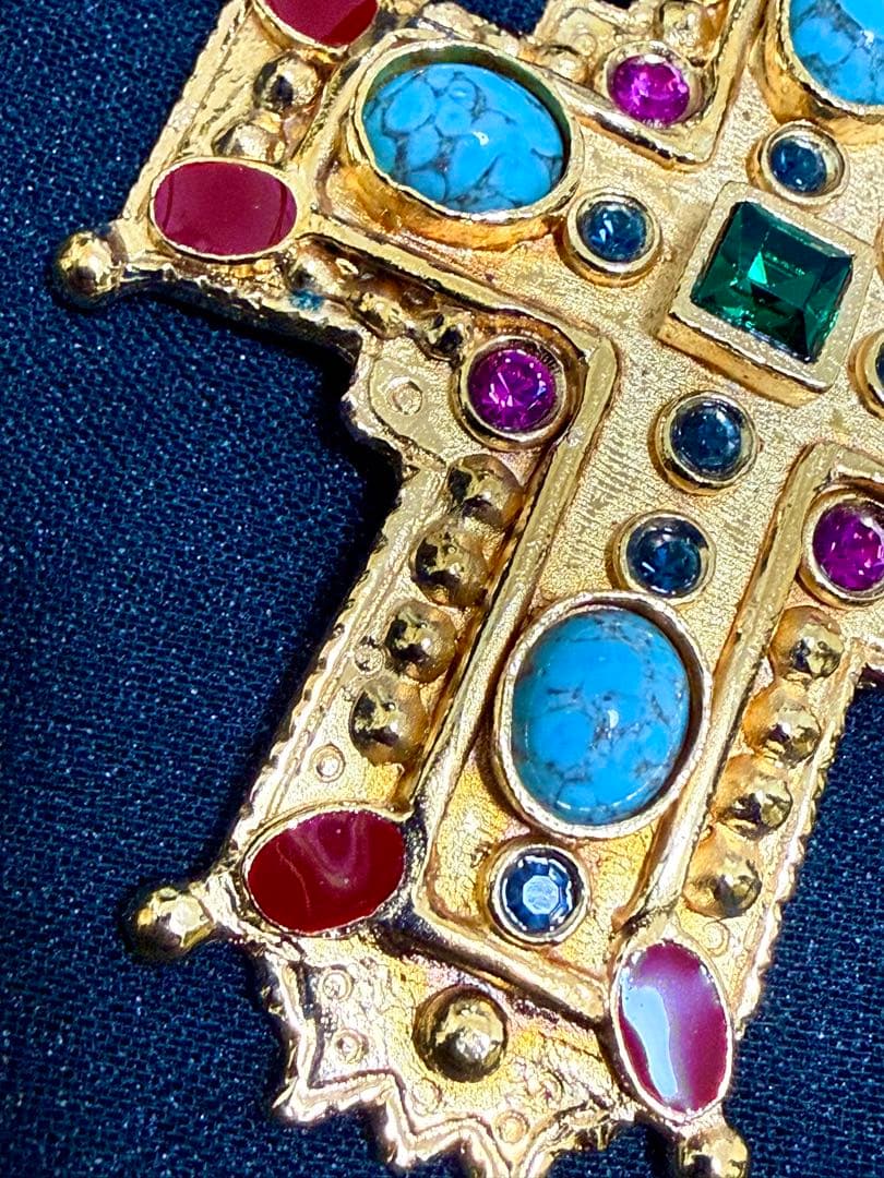 レア 豪華 大型ストーン ブローチ&ネックレストップ可♪ クリスチャン　ラクロワ