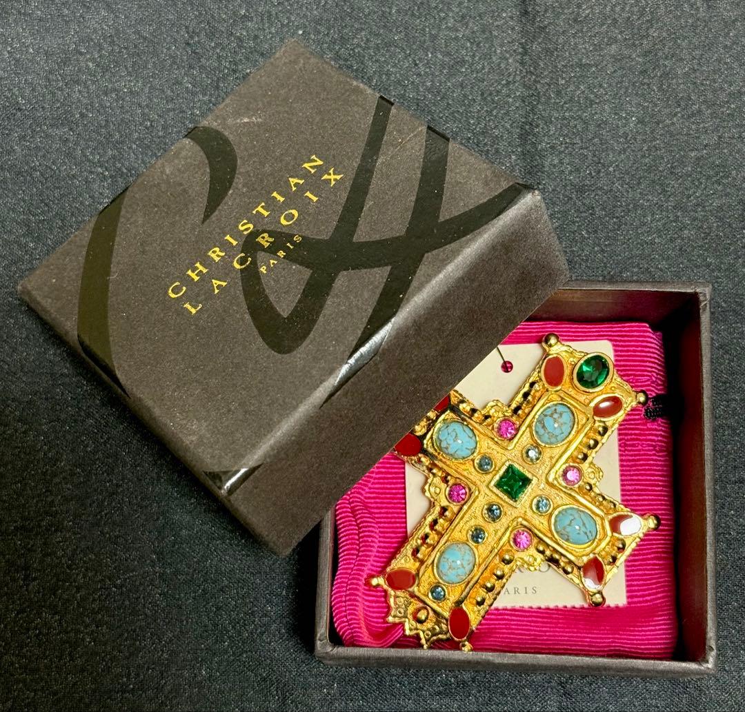 レア 豪華 大型ストーン ブローチ&ネックレストップ可♪ クリスチャン　ラクロワ