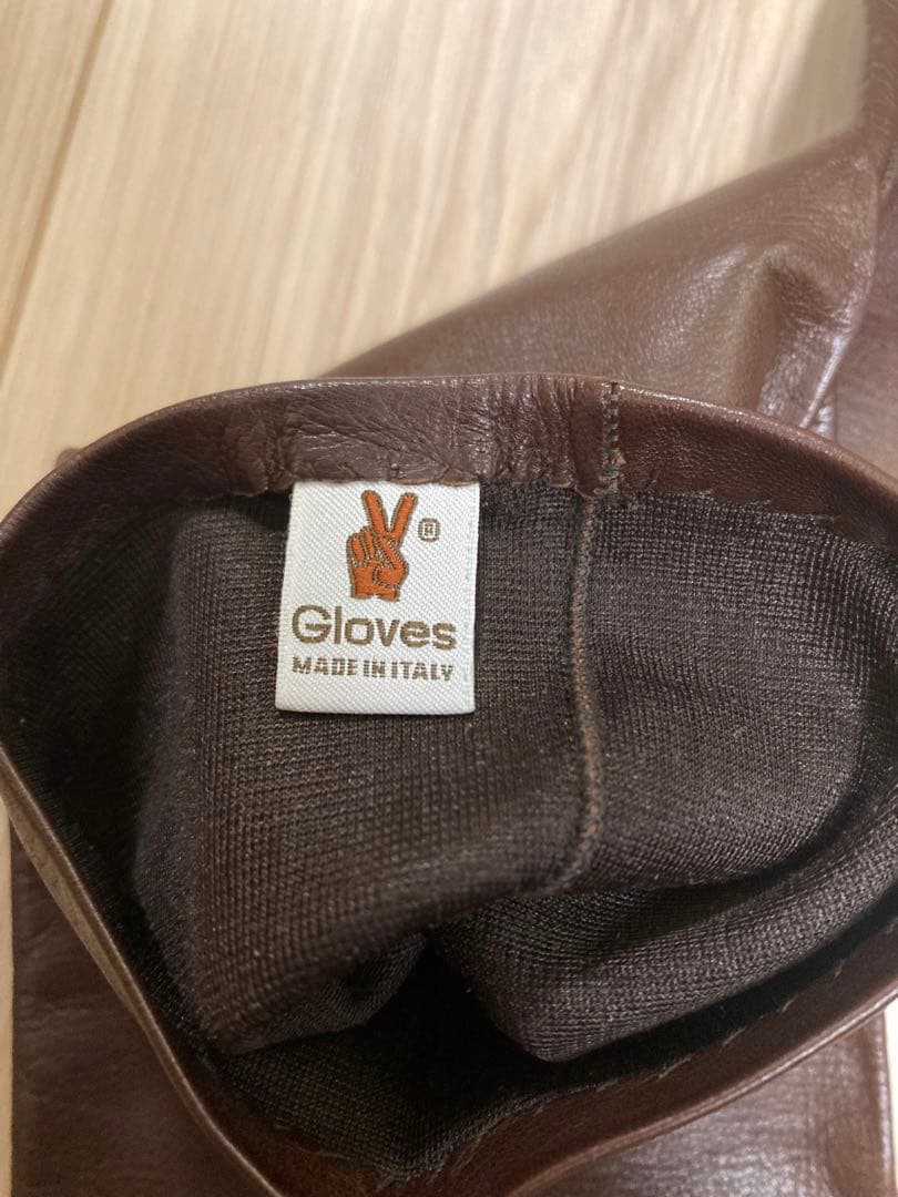 gloves イタリア製 レザーロンググローブ ブラウン サイズ7 裏地シルク