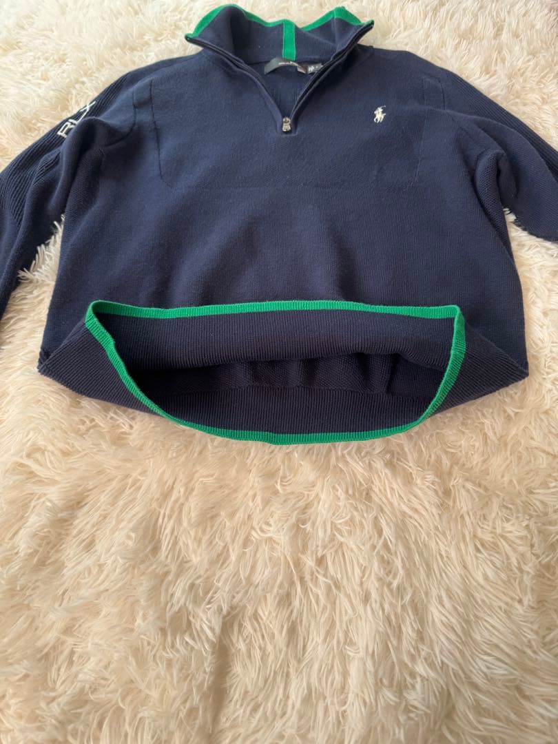 美品RLXラルフローレンニットゴルフウール クォータージップ プルオーバー M
