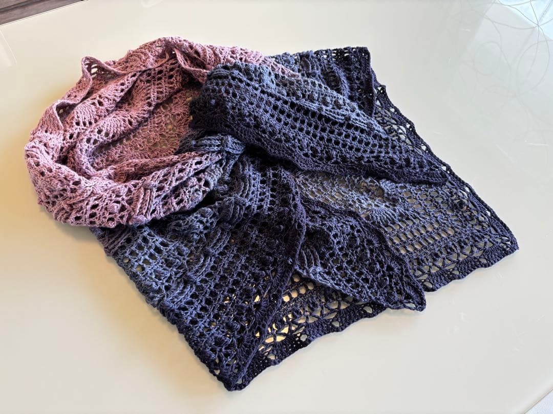 三角ショール　バレエショール　年中使用可　洗濯可　綿100％　海外1000m毛糸