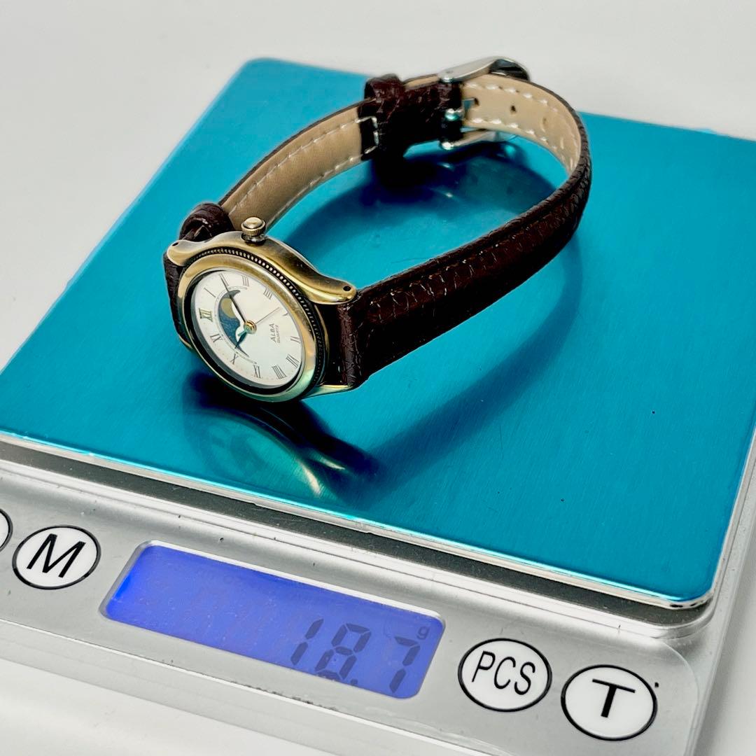 【新品電池/稼働】セイコー アルバ ムーンフェイズ クォーツ 腕時計 新品ベルト