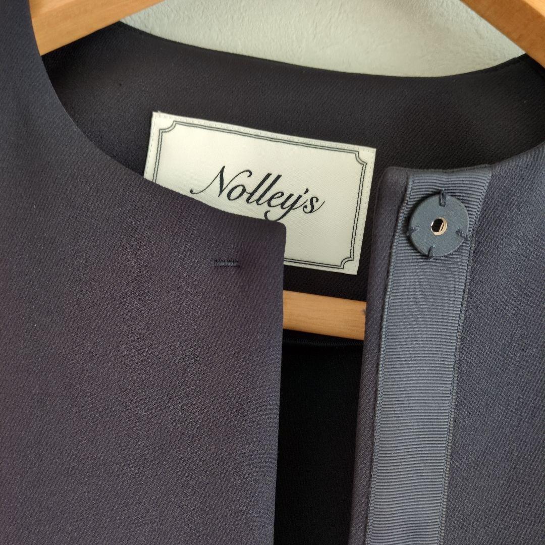 ノーカラージャケット ネイビー フレア袖 ♡クリーニング済です。