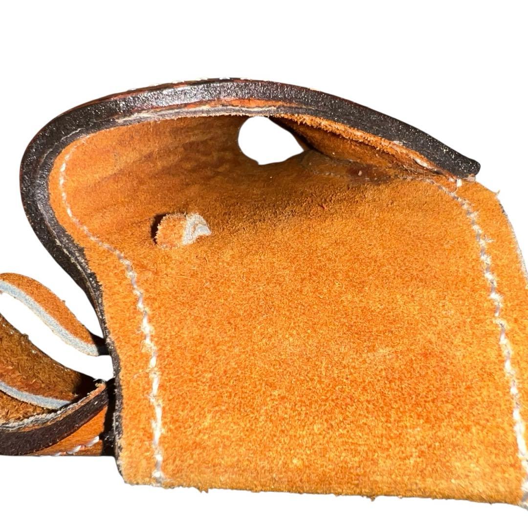 未使用級　カービングレザーガンベルト ナチュラルW最長約109cm最短約94cm