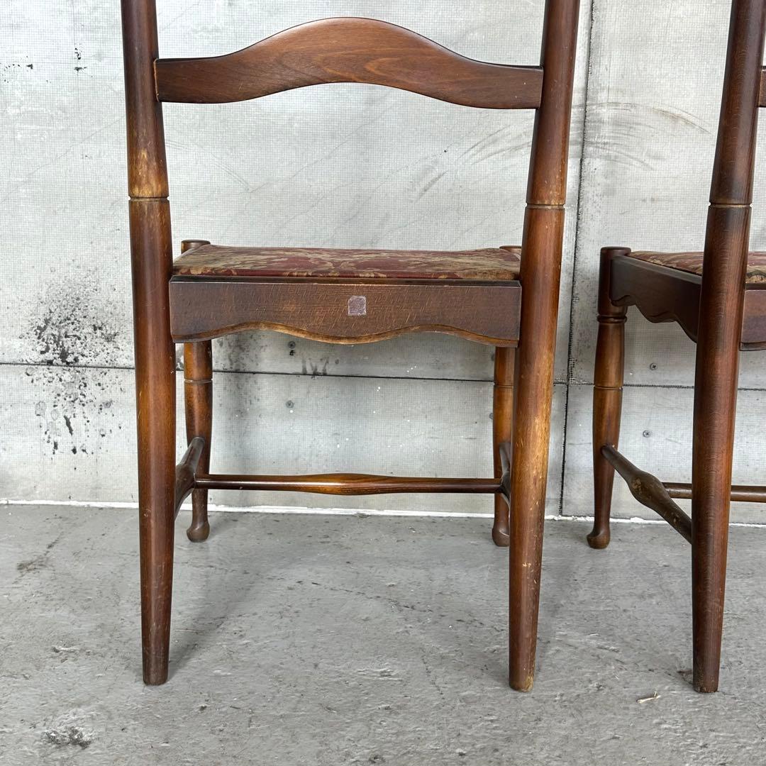 飛騨産業 キツツキ マーク｜ 花柄座面 ラダーバックチェア ｜ 昭和レトロ家具②