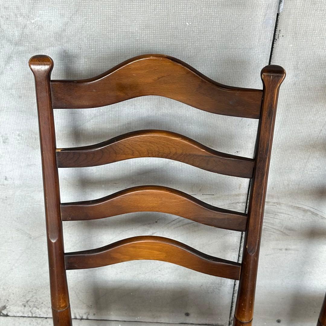 飛騨産業 キツツキ マーク｜ 花柄座面 ラダーバックチェア ｜ 昭和レトロ家具②