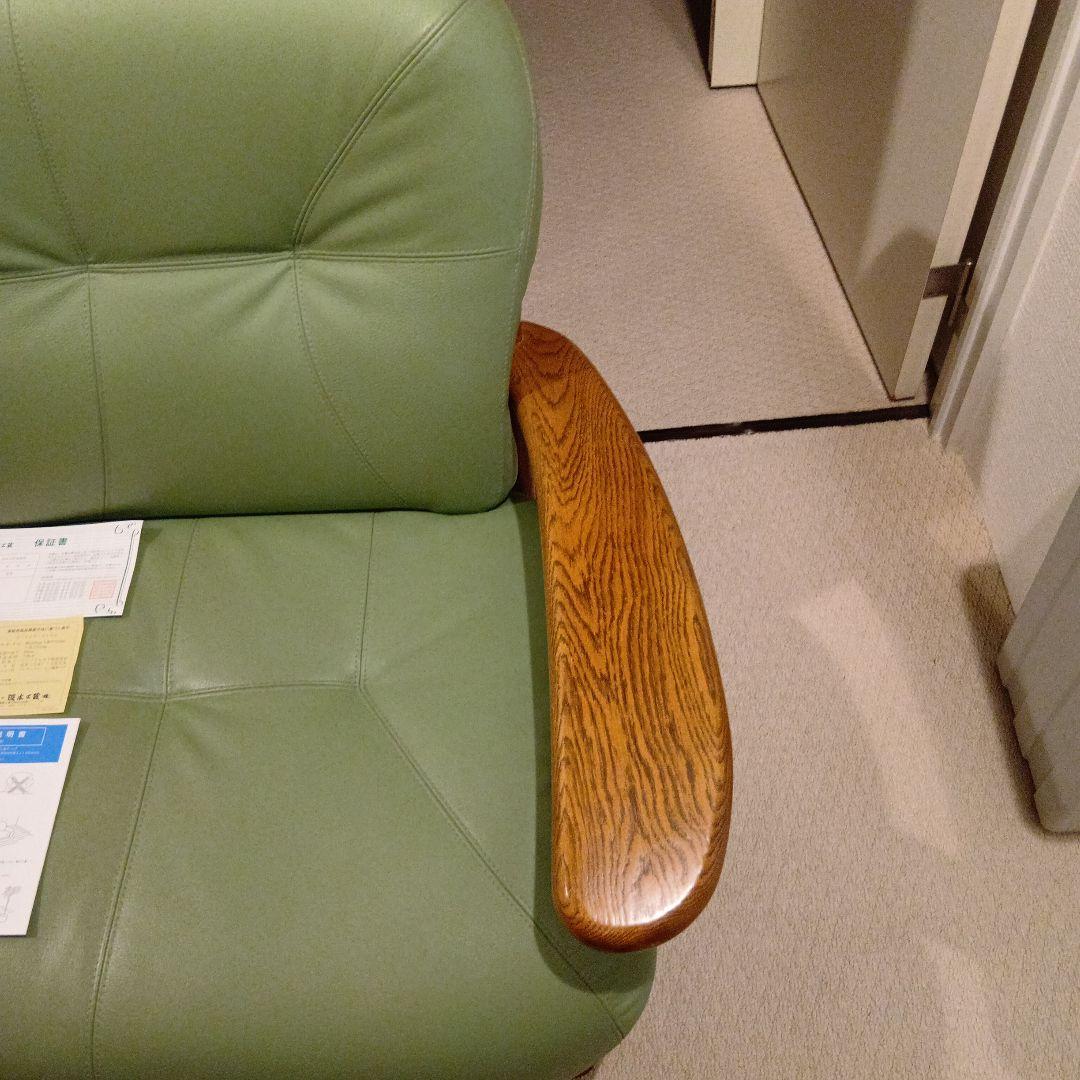 浜本工芸　HAMOTO ３人掛け（天然木）・牛本革 ソファ