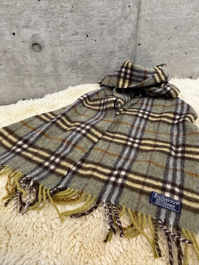 イギリス製 カシミヤ100% バーバリー ノバチェック カシミヤマフラー シャツ