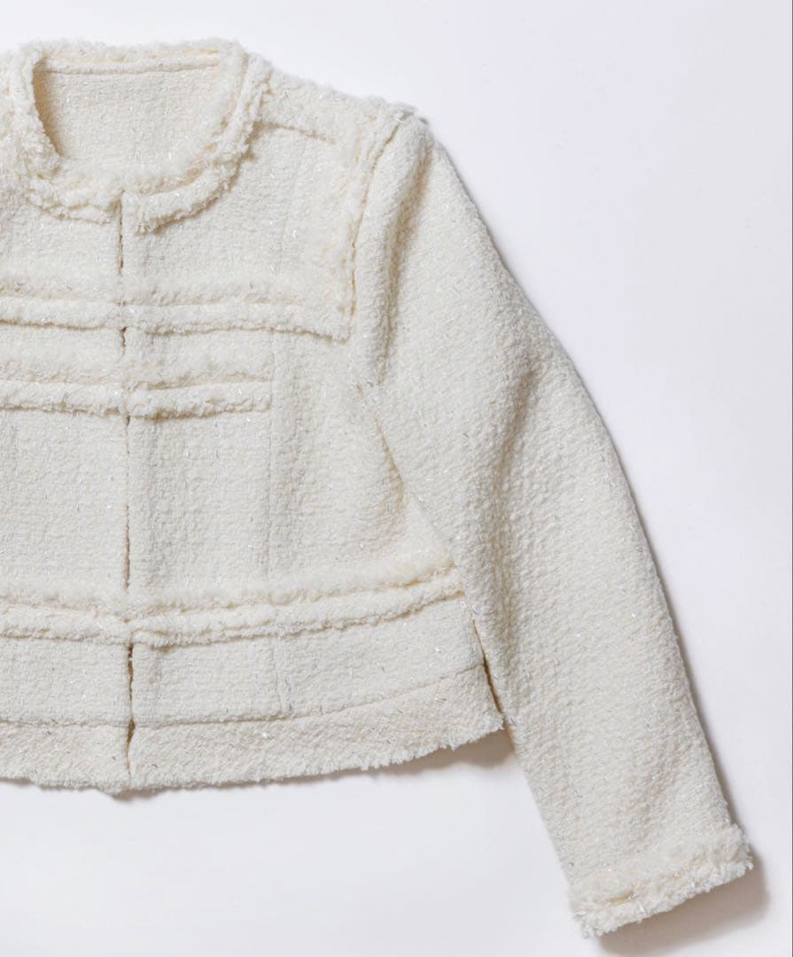 Anplegant アンプレガント　エフォートレスツイードJK ジャケット　白