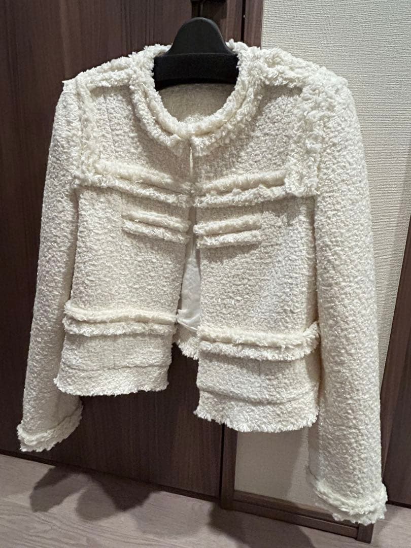 Anplegant アンプレガント　エフォートレスツイードJK ジャケット　白