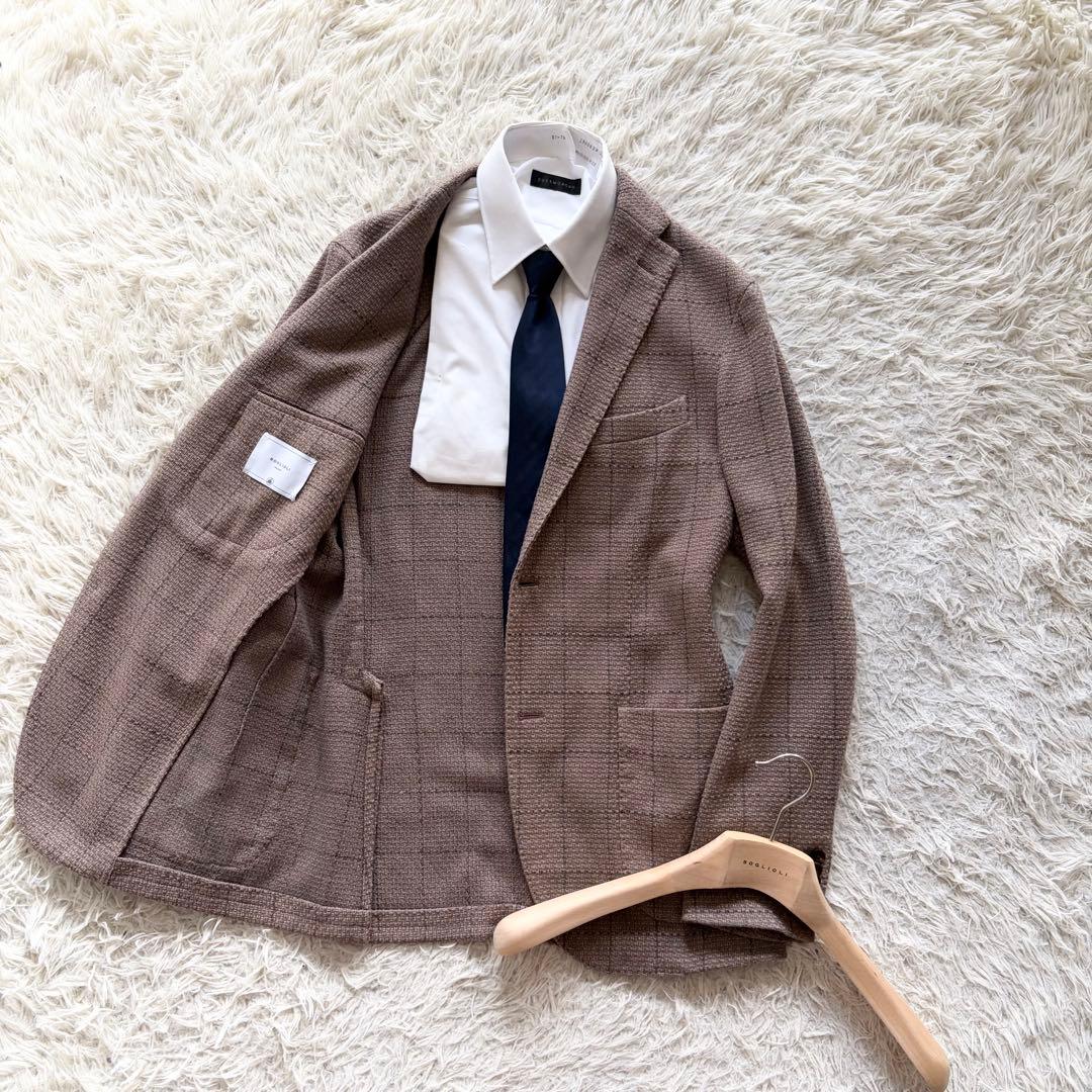 <極美品>BOGLIOLI K.JACKETカシミヤ ブラウンジャケット 48