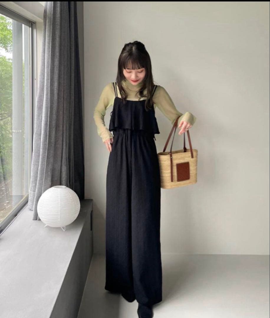 hinari 総レースキャミロンパース　ブラック