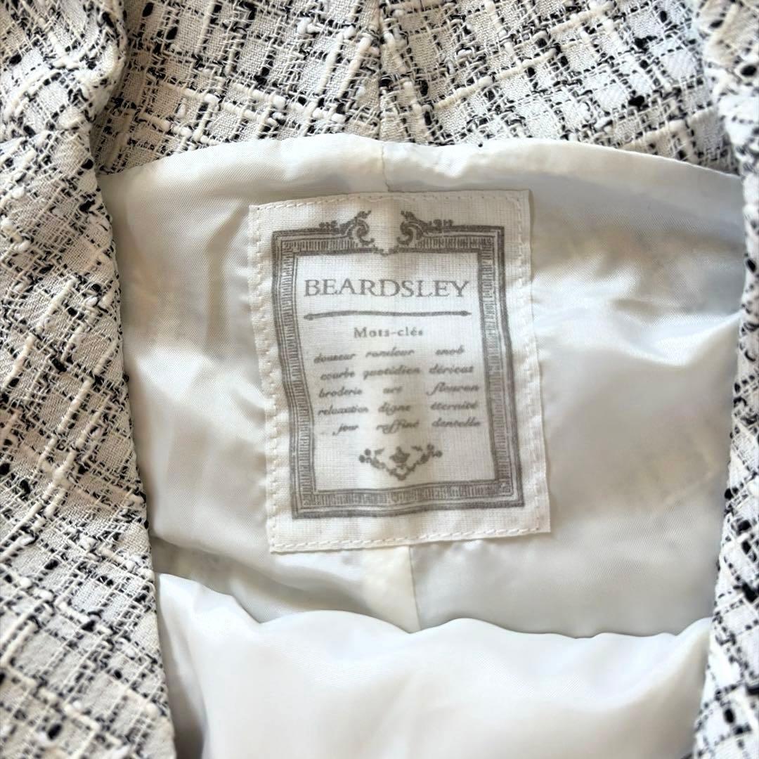【新品タグ付】BEARDSLEY✴︎ツイードフレアワンピース　ホワイト サイズ1