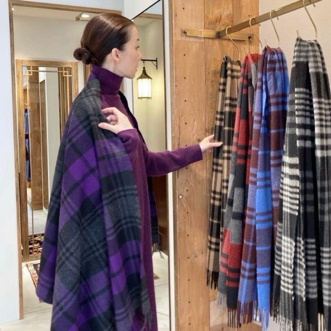 ハウスオブロータスHOUSE OF LOTUSチェックカシミヤストール桐島かれん