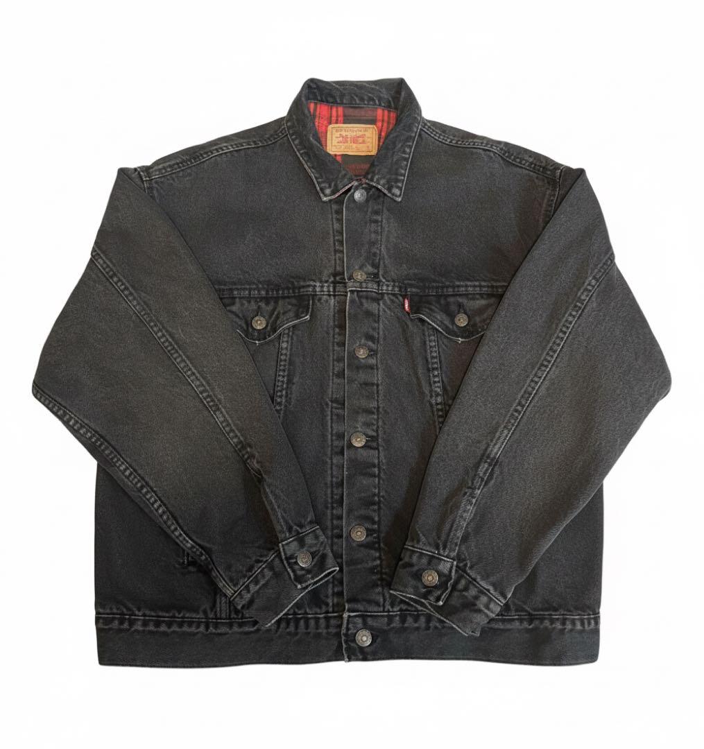 1月5日まで価格Levi's 70417 ブラック デニムジャケット 裏ネル L