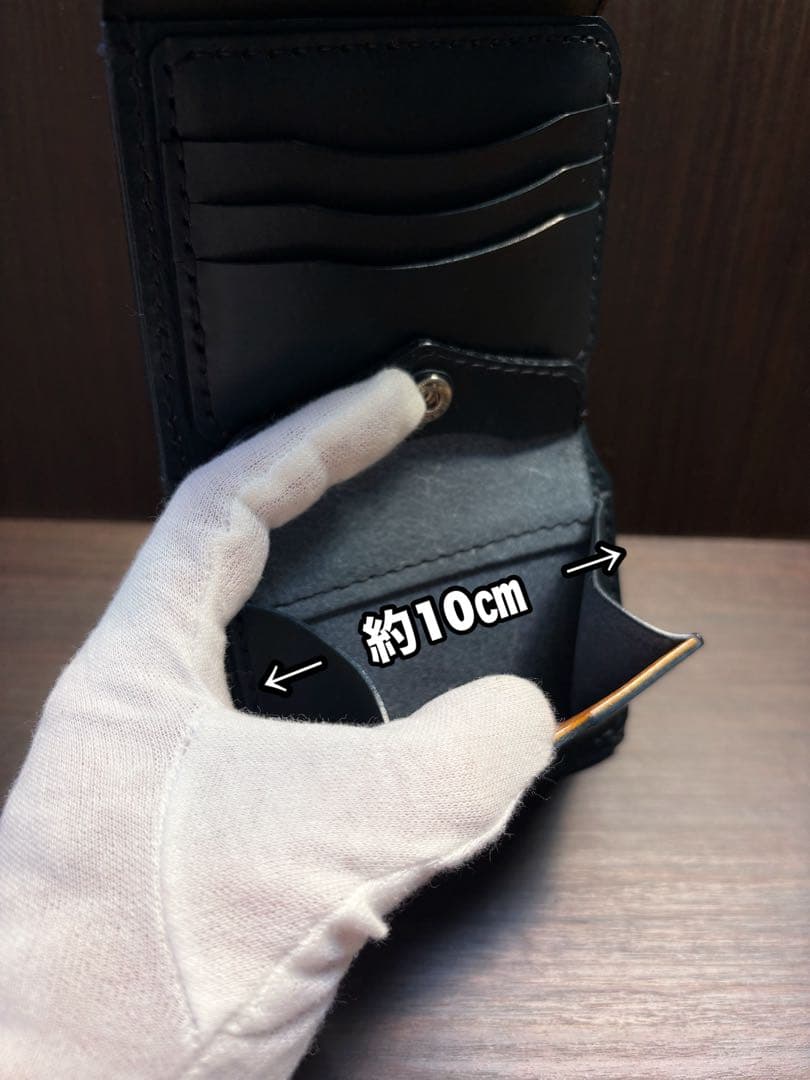 牛ヌメ革　ハンドメイド　折り財布(三つ折り財布)栃木レザー　メンズ　ライダース