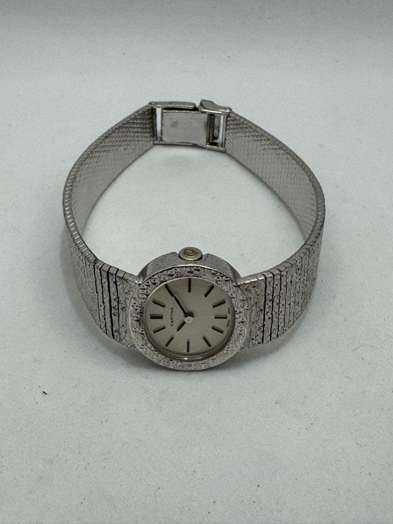 ⭐️スイス、サーチナシルバー一体ブレス　0.925刻印手巻き⭐️オーバーホール済み⭐️