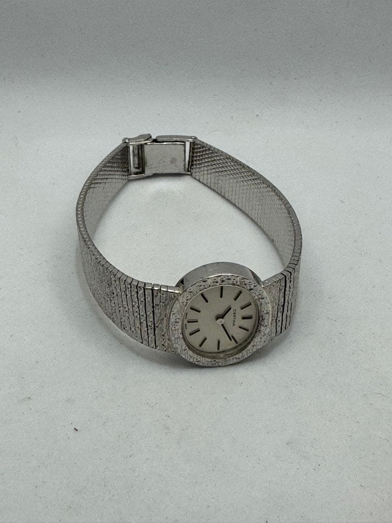 ⭐️スイス、サーチナシルバー一体ブレス　0.925刻印手巻き⭐️オーバーホール済み⭐️