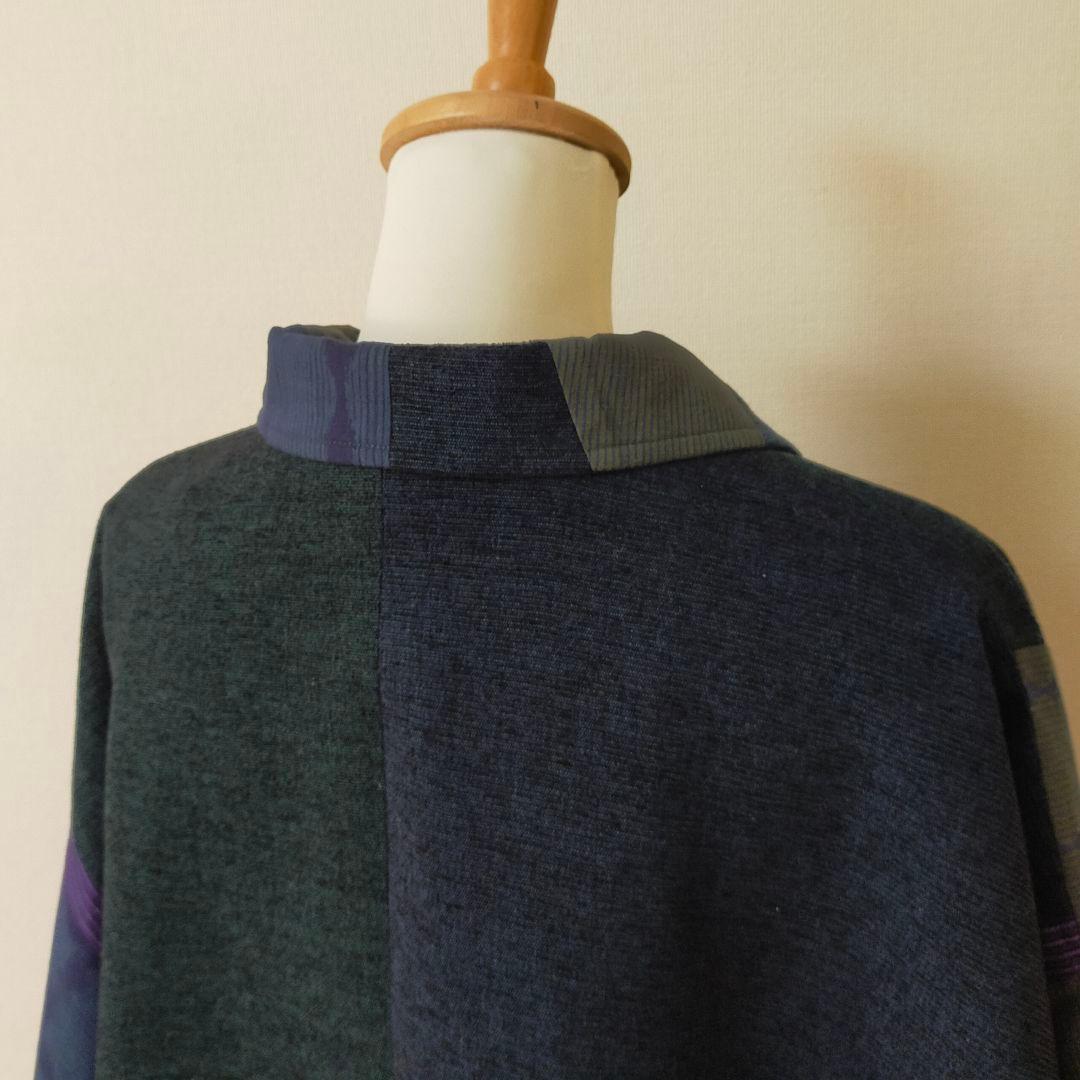 美品　儀右ヱ門　久留米絣ポンチョ　羽織物　ケープ