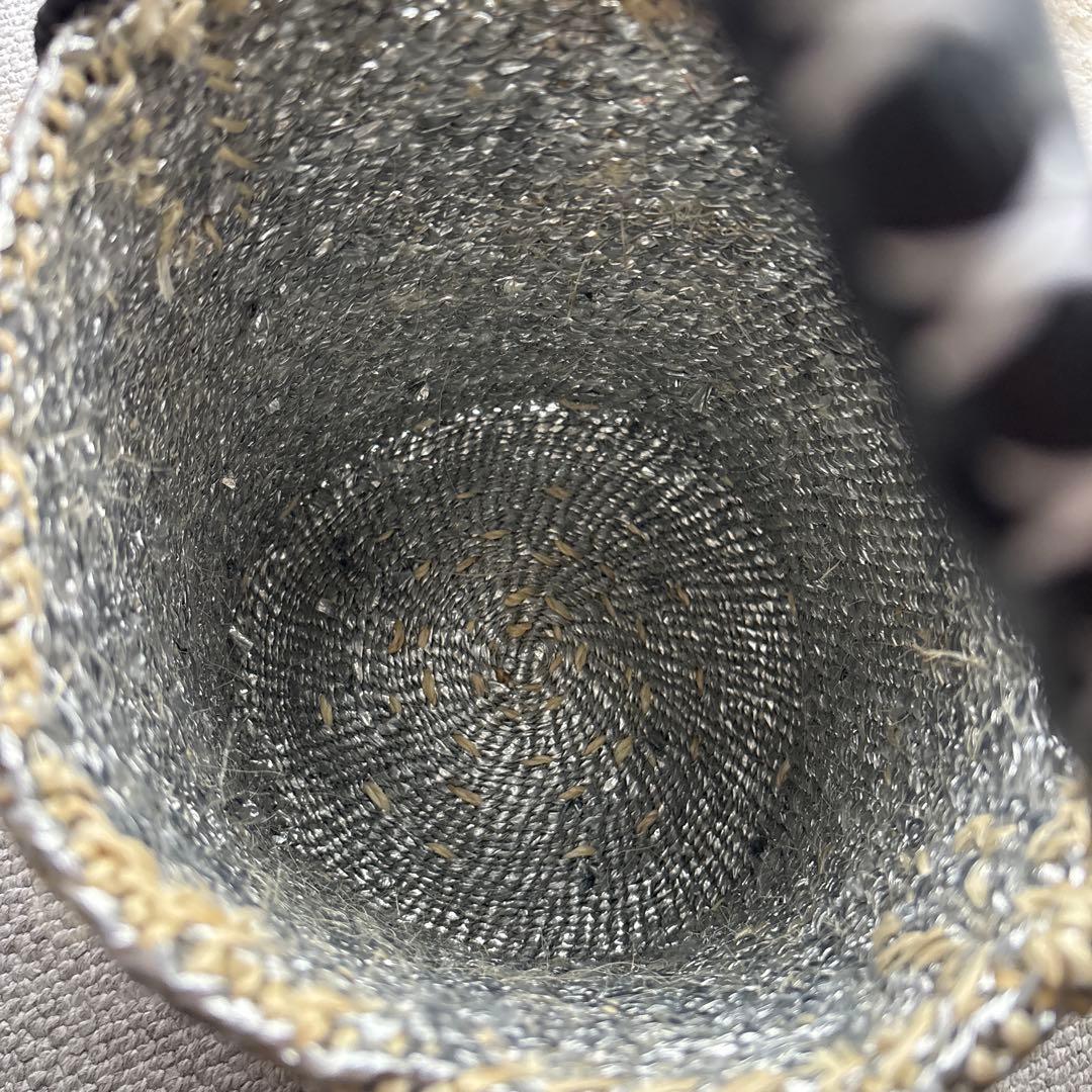 【美品】OVALKago-Bag Charm、ファー付きワンハンドルカゴバッグ